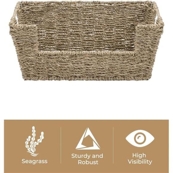 Seagrass Wicker Baskets for Storage, Pantry Baskets Organization and Storage - Picture 3 of 7